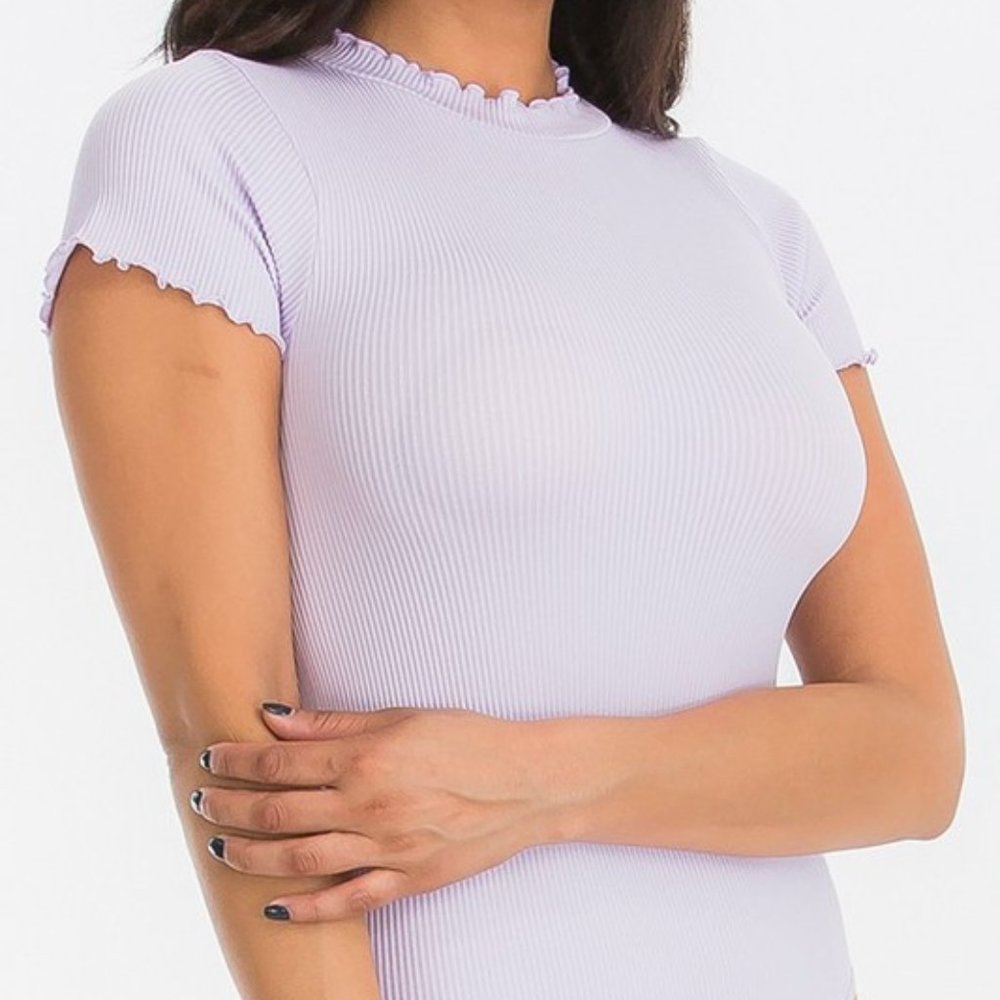 lavender ruffle bodysuit